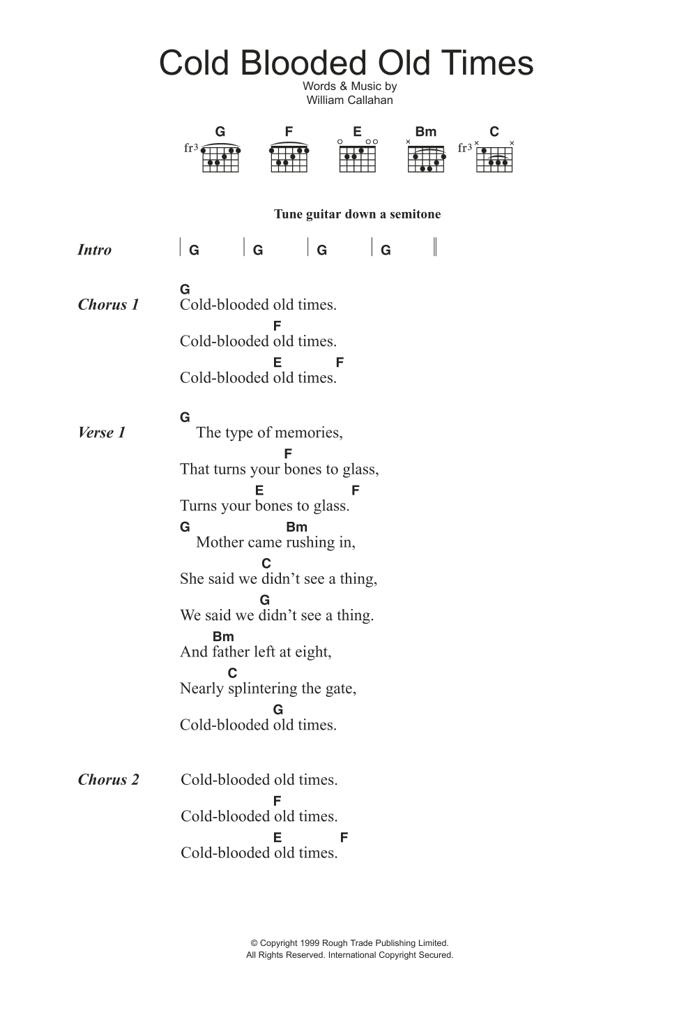 Smog Cold Blooded Old Times Sheet Music Notes & Chords for Lyrics & Chords - Download or Print PDF