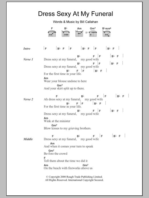 Smog Dress Sexy At My Funeral Sheet Music Notes & Chords for Lyrics & Chords - Download or Print PDF