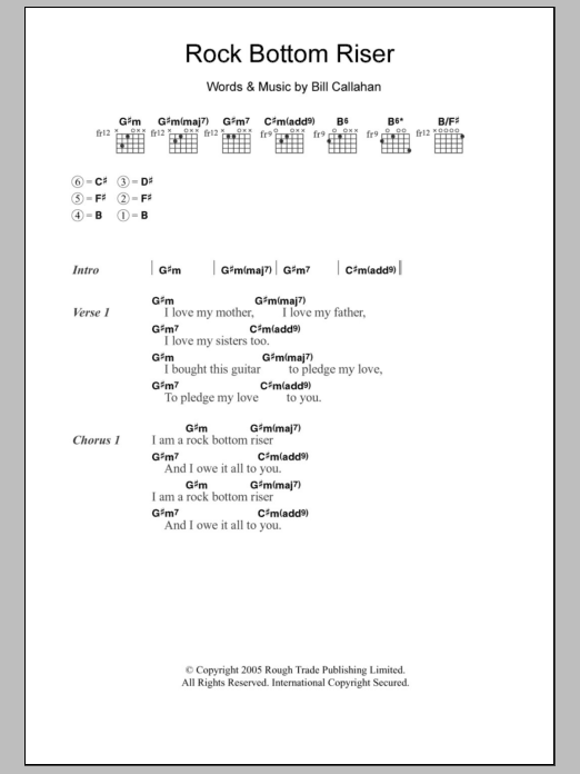 Smog Rock Bottom Riser Sheet Music Notes & Chords for Lyrics & Chords - Download or Print PDF