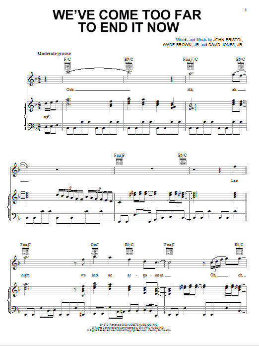 Smokey Robinson & The Miracles We've Come Too Far To End It Now Sheet Music Notes & Chords for Piano, Vocal & Guitar (Right-Hand Melody) - Download or Print PDF