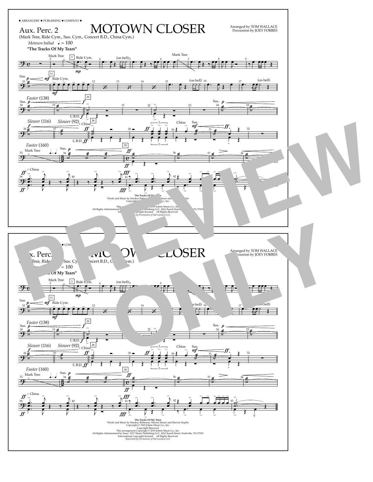 Smokey Robinson Motown Closer (arr. Tom Wallace) - Aux. Perc. 2 Sheet Music Notes & Chords for Marching Band - Download or Print PDF