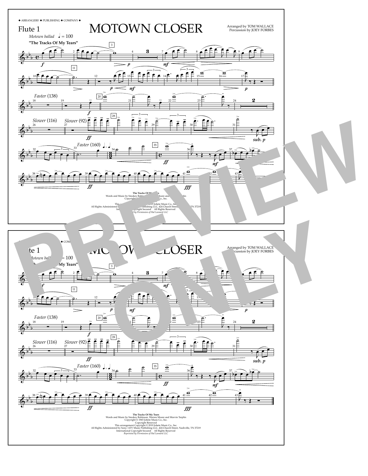 Smokey Robinson Motown Closer (arr. Tom Wallace) - Flute 1 Sheet Music Notes & Chords for Marching Band - Download or Print PDF