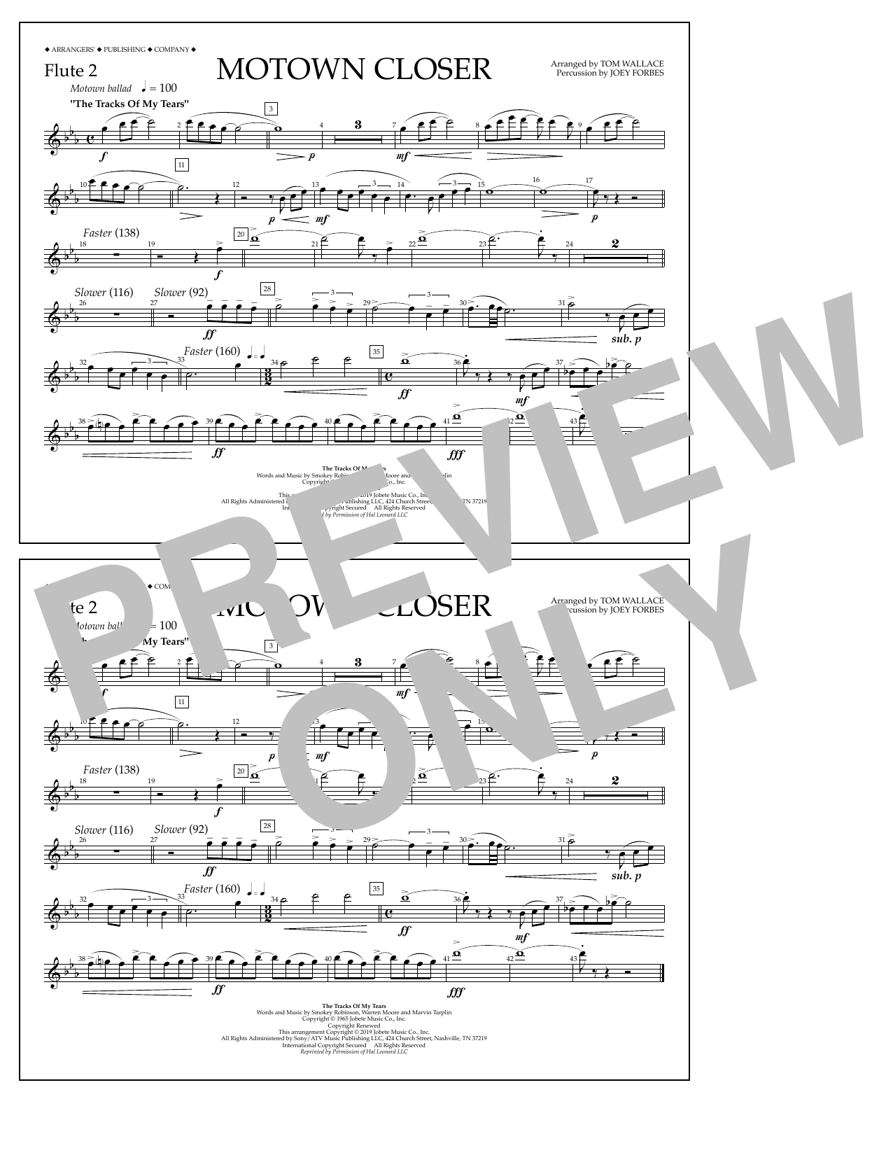 Smokey Robinson Motown Closer (arr. Tom Wallace) - Flute 2 Sheet Music Notes & Chords for Marching Band - Download or Print PDF