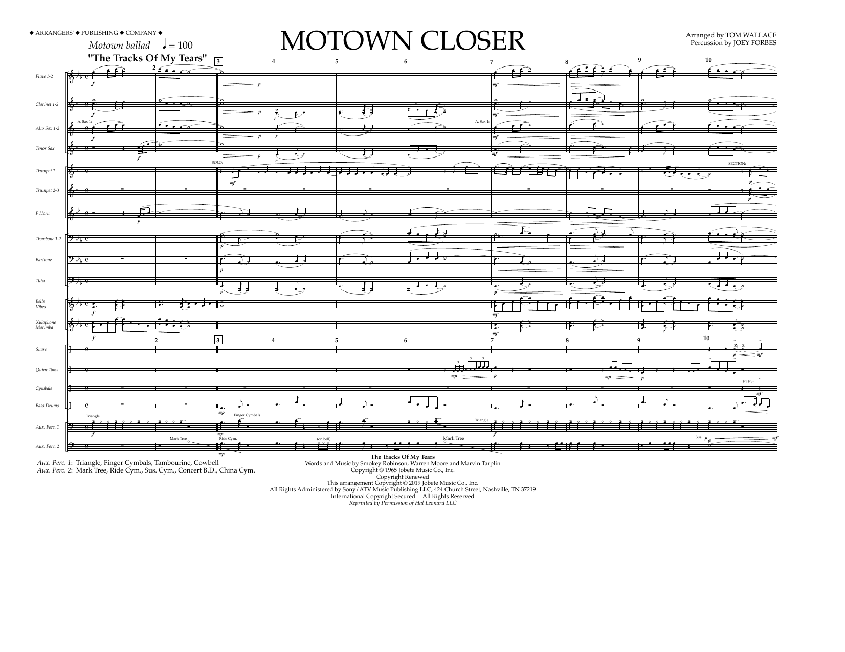 Smokey Robinson Motown Closer (arr. Tom Wallace) - Full Score Sheet Music Notes & Chords for Marching Band - Download or Print PDF