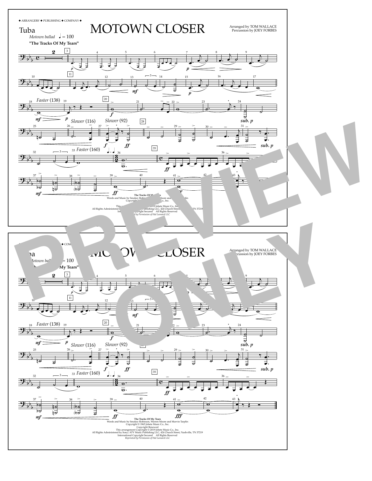 Smokey Robinson Motown Closer (arr. Tom Wallace) - Tuba Sheet Music Notes & Chords for Marching Band - Download or Print PDF