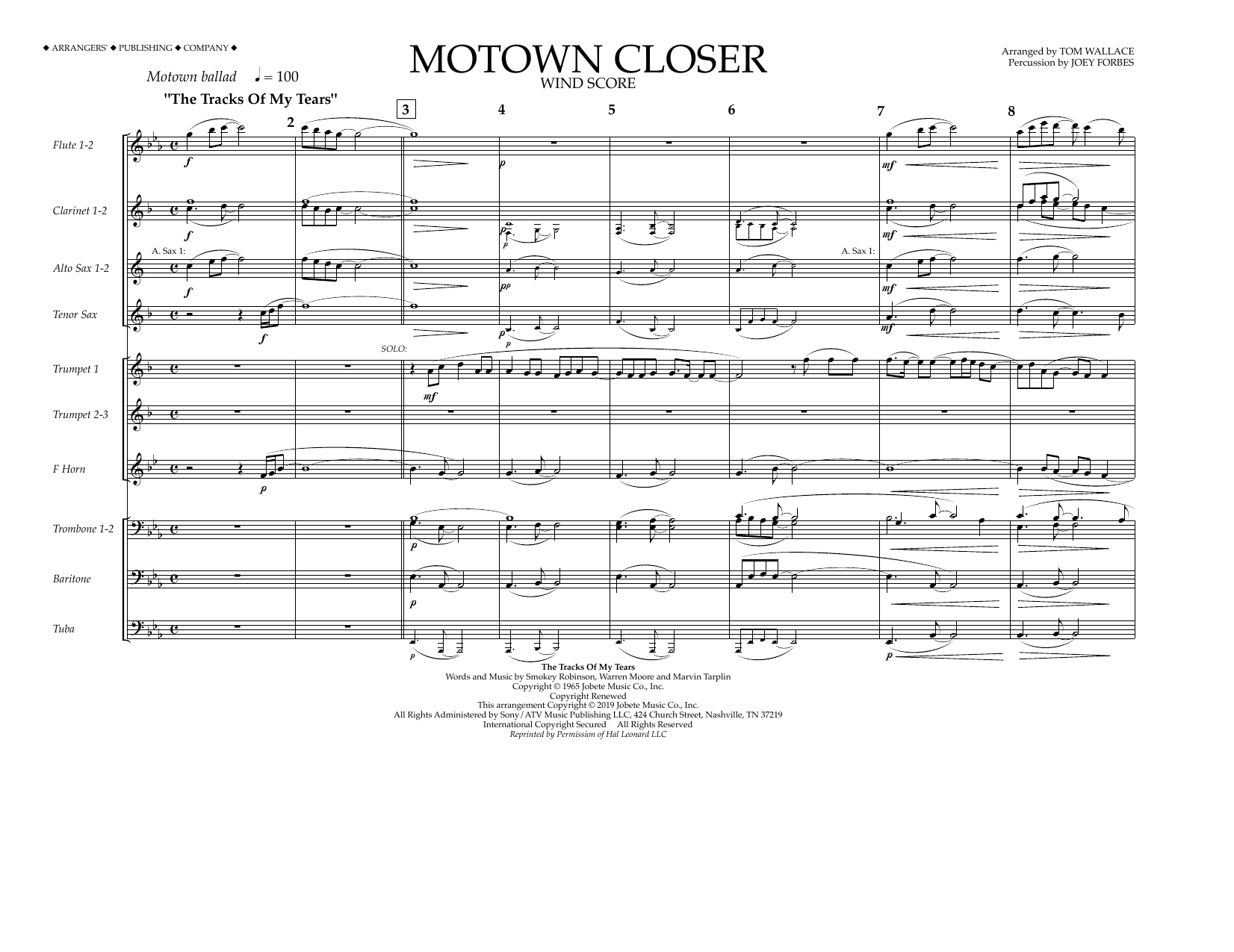Smokey Robinson Motown Closer (arr. Tom Wallace) - Wind Score Sheet Music Notes & Chords for Marching Band - Download or Print PDF