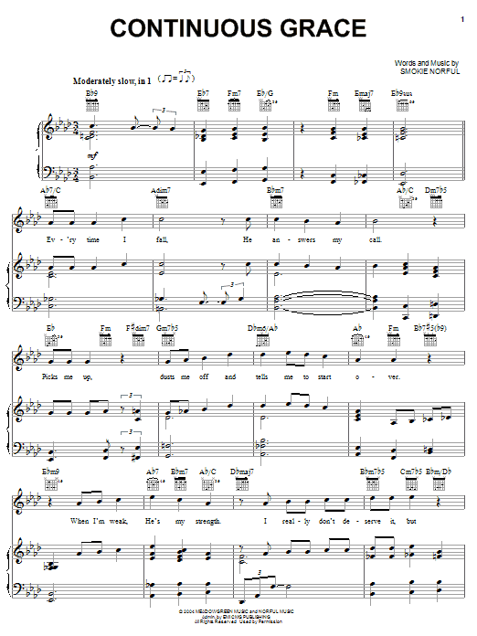 Smokie Norful Continuous Grace Sheet Music Notes & Chords for Piano, Vocal & Guitar (Right-Hand Melody) - Download or Print PDF