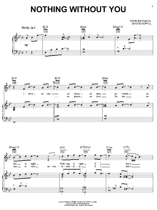 Smokie Norful Nothing Without You Sheet Music Notes & Chords for Piano, Vocal & Guitar (Right-Hand Melody) - Download or Print PDF