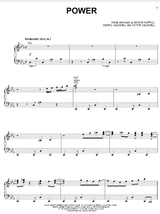 Smokie Norful Power Sheet Music Notes & Chords for Piano, Vocal & Guitar (Right-Hand Melody) - Download or Print PDF