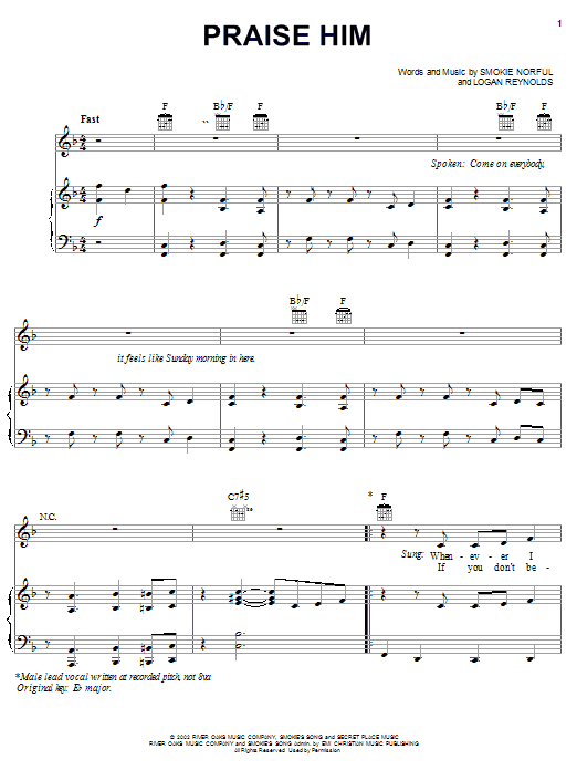 Smokie Norful Praise Him Sheet Music Notes & Chords for Piano, Vocal & Guitar (Right-Hand Melody) - Download or Print PDF Smokie Norful Praise Him Sheet Music Notes & Chords for Piano, Vocal & Guitar (Right-Hand Melody) - Download or Print PDF
