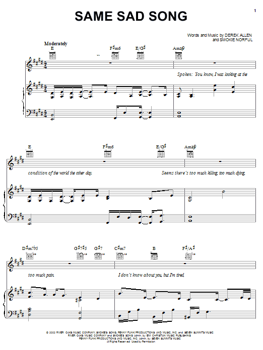 Smokie Norful Same Sad Song Sheet Music Notes & Chords for Piano, Vocal & Guitar (Right-Hand Melody) - Download or Print PDF