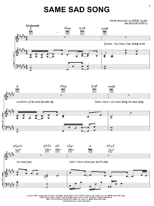 Smokie Norful Same Sad Song sheet music notes and chords. Download Printable PDF.