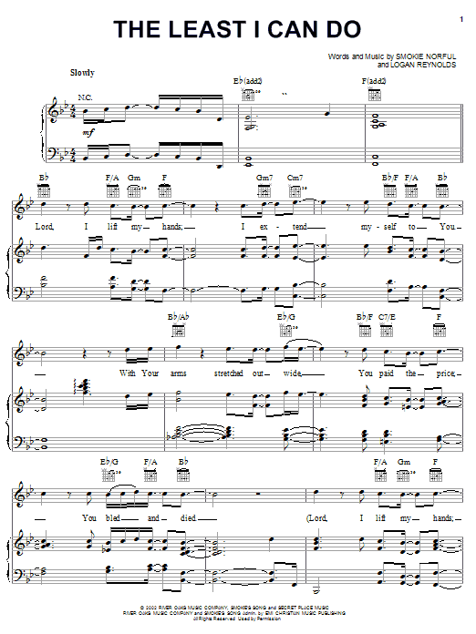 Smokie Norful The Least I Can Do Sheet Music Notes & Chords for Piano, Vocal & Guitar (Right-Hand Melody) - Download or Print PDF Smokie Norful The Least I Can Do Sheet Music Notes & Chords for Piano, Vocal & Guitar (Right-Hand Melody) - Download or Print PDF