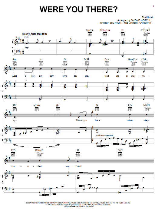 Smokie Norful Were You There? Sheet Music Notes & Chords for Easy Piano - Download or Print PDF