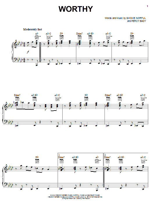 Smokie Norful Worthy Sheet Music Notes & Chords for Piano, Vocal & Guitar (Right-Hand Melody) - Download or Print PDF