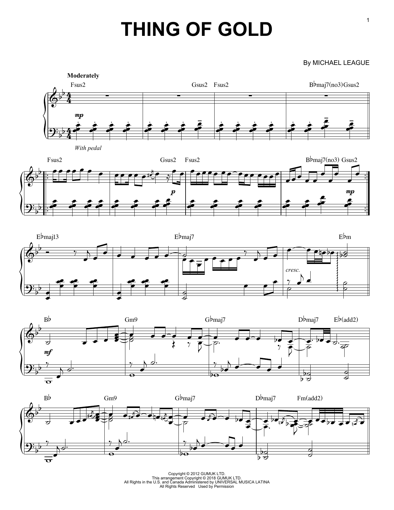 Snarky Puppy Thing Of Gold Sheet Music Notes & Chords for Piano Solo - Download or Print PDF