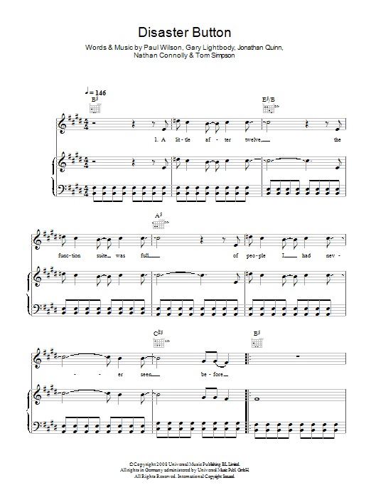 Snow Patrol Disaster Button Sheet Music Notes & Chords for Guitar Tab - Download or Print PDF