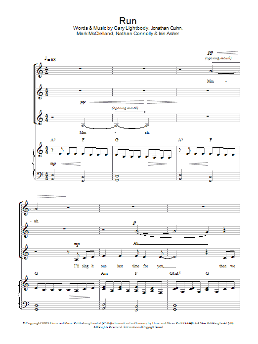 Snow Patrol Run (arr. Jeremy Birchall) Sheet Music Notes & Chords for SSA - Download or Print PDF