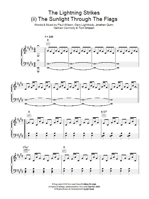 Snow Patrol The Lightning Strike (ii. The Sunlight Through The Flags) Sheet Music Notes & Chords for Piano, Vocal & Guitar (Right-Hand Melody) - Download or Print PDF