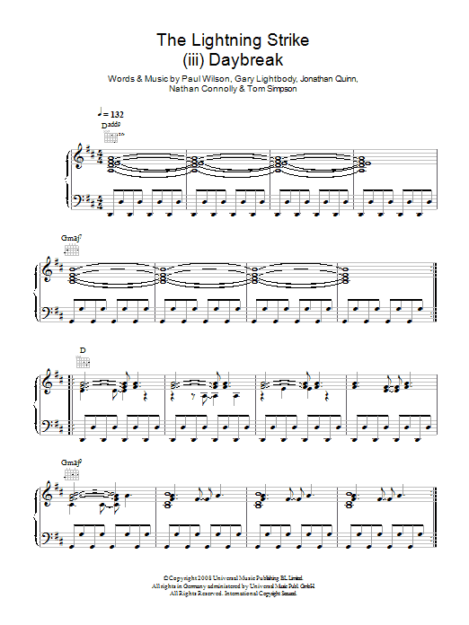 Snow Patrol The Lightning Strike (iii. Daybreak) Sheet Music Notes & Chords for Piano, Vocal & Guitar (Right-Hand Melody) - Download or Print PDF