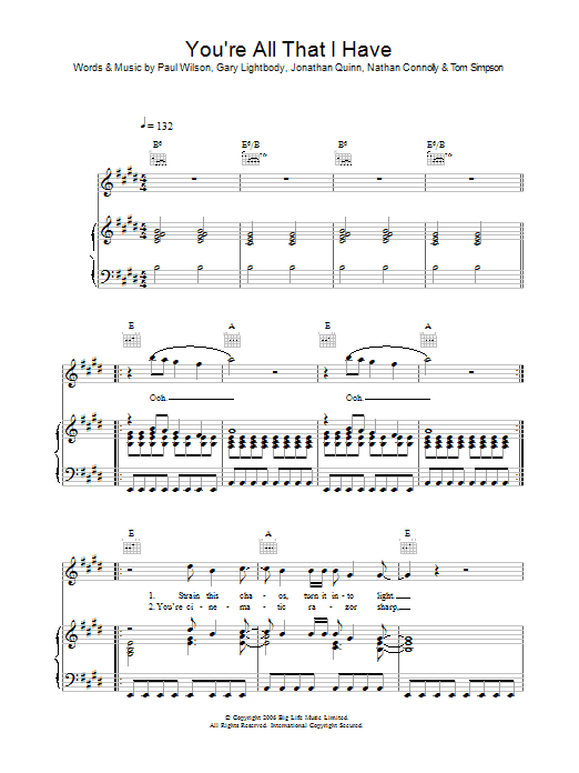 Snow Patrol You're All I Have Sheet Music Notes & Chords for Piano, Vocal & Guitar (Right-Hand Melody) - Download or Print PDF Snow Patrol You're All I Have Sheet Music Notes & Chords for Piano, Vocal & Guitar (Right-Hand Melody) - Download or Print PDF