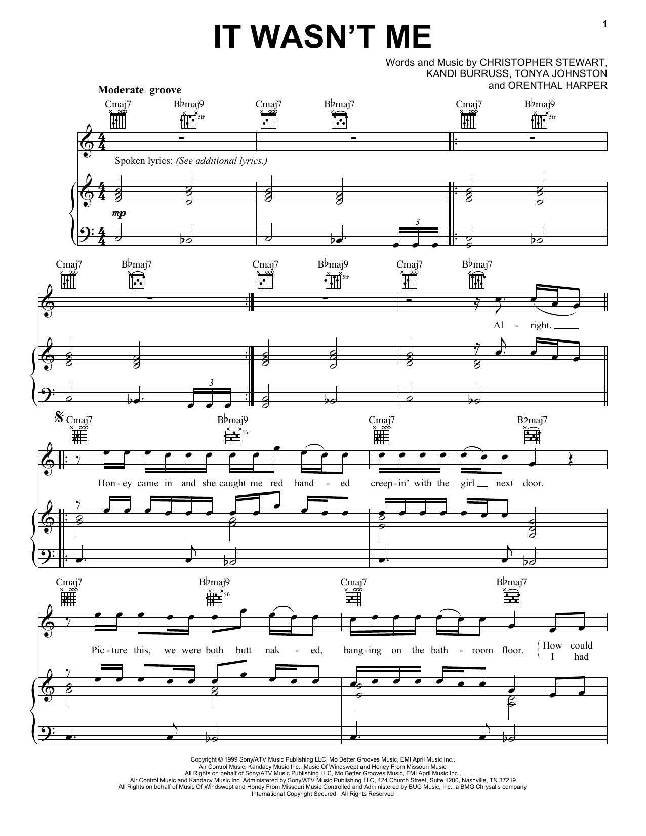 Sole It Wasn't Me Sheet Music Notes & Chords for Piano, Vocal & Guitar (Right-Hand Melody) - Download or Print PDF