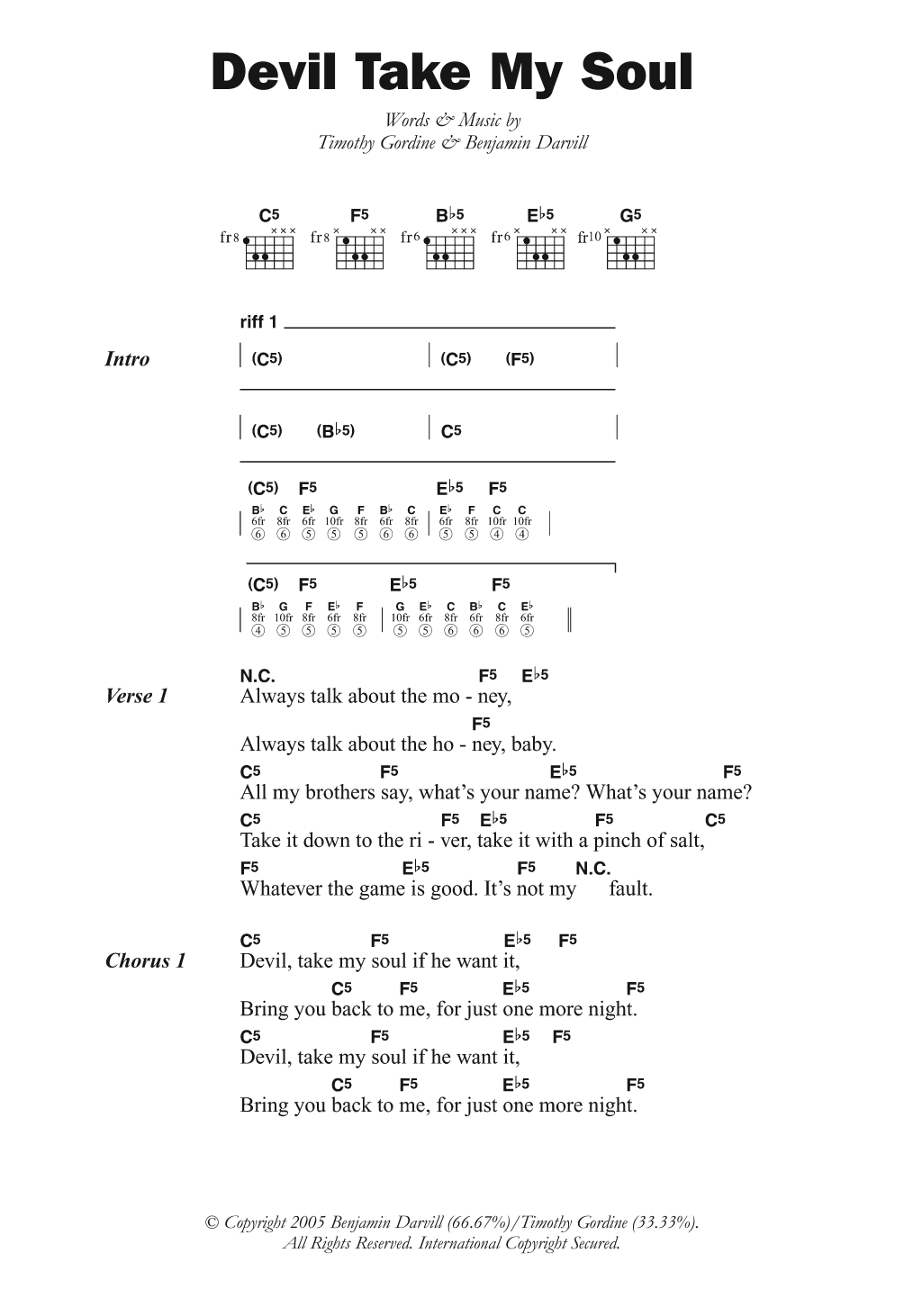 Son Of Dave Devil Take My Soul Sheet Music Notes & Chords for Lyrics & Chords - Download or Print PDF