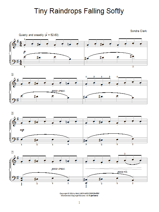 Sondra Clark Tiny Raindrops Falling Softly Sheet Music Notes & Chords for Educational Piano - Download or Print PDF