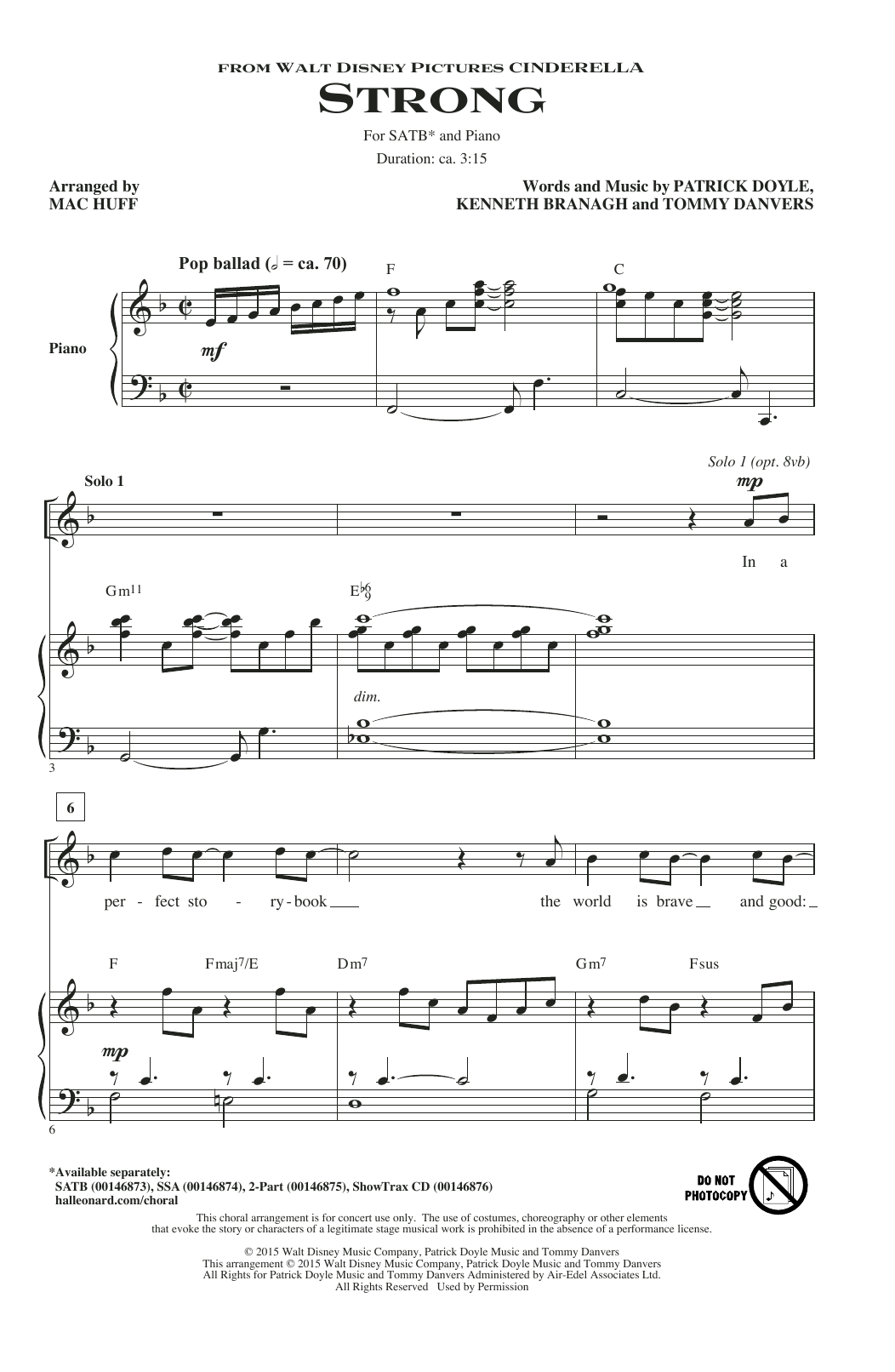 Sonna Strong (from the Motion Picture Cinderella) (arr. Mac Huff) Sheet Music Notes & Chords for 2-Part Choir - Download or Print PDF