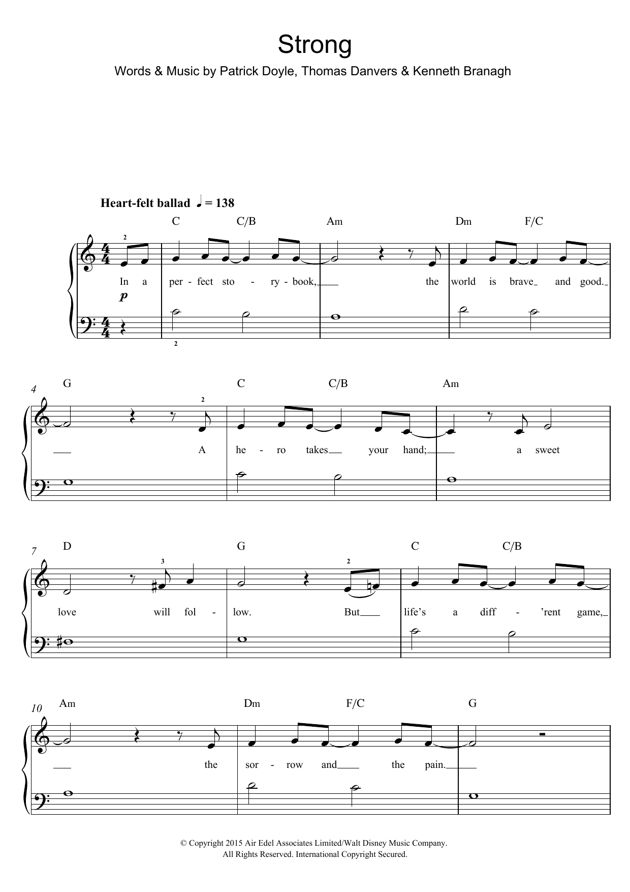 Sonna Strong (from the Motion Picture Cinderella) Sheet Music Notes & Chords for Big Note Piano - Download or Print PDF
