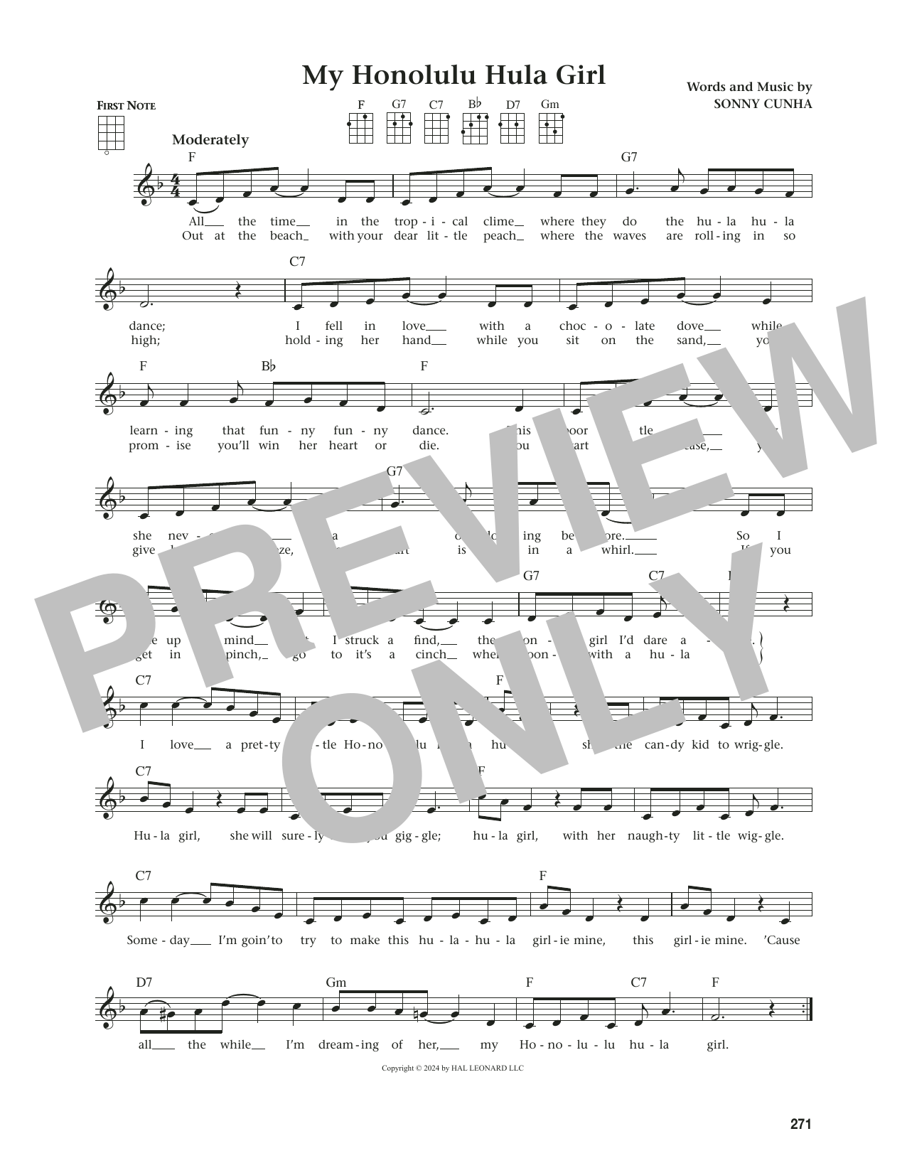 Sonny Cunha My Honolulu Hula Girl (from The Daily Ukulele) (arr. Jim Beloff) Sheet Music Notes & Chords for Ukulele - Download or Print PDF