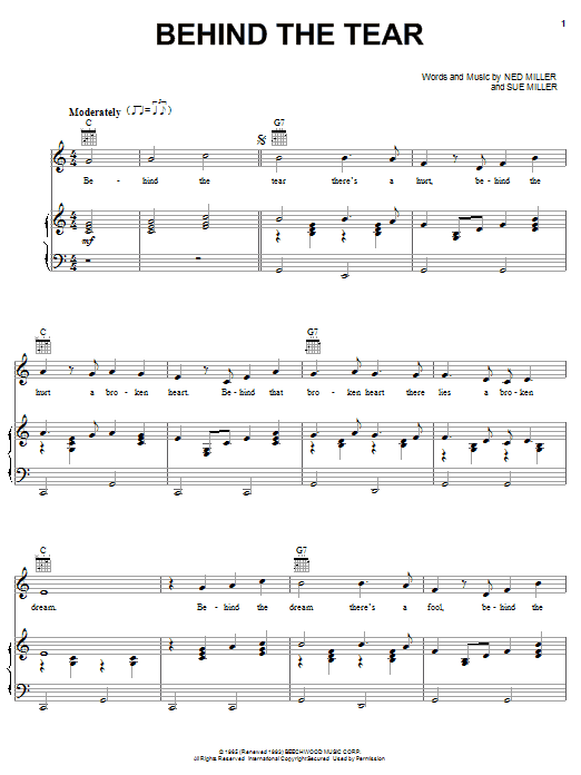 Sonny James Behind The Tear Sheet Music Notes & Chords for Melody Line, Lyrics & Chords - Download or Print PDF