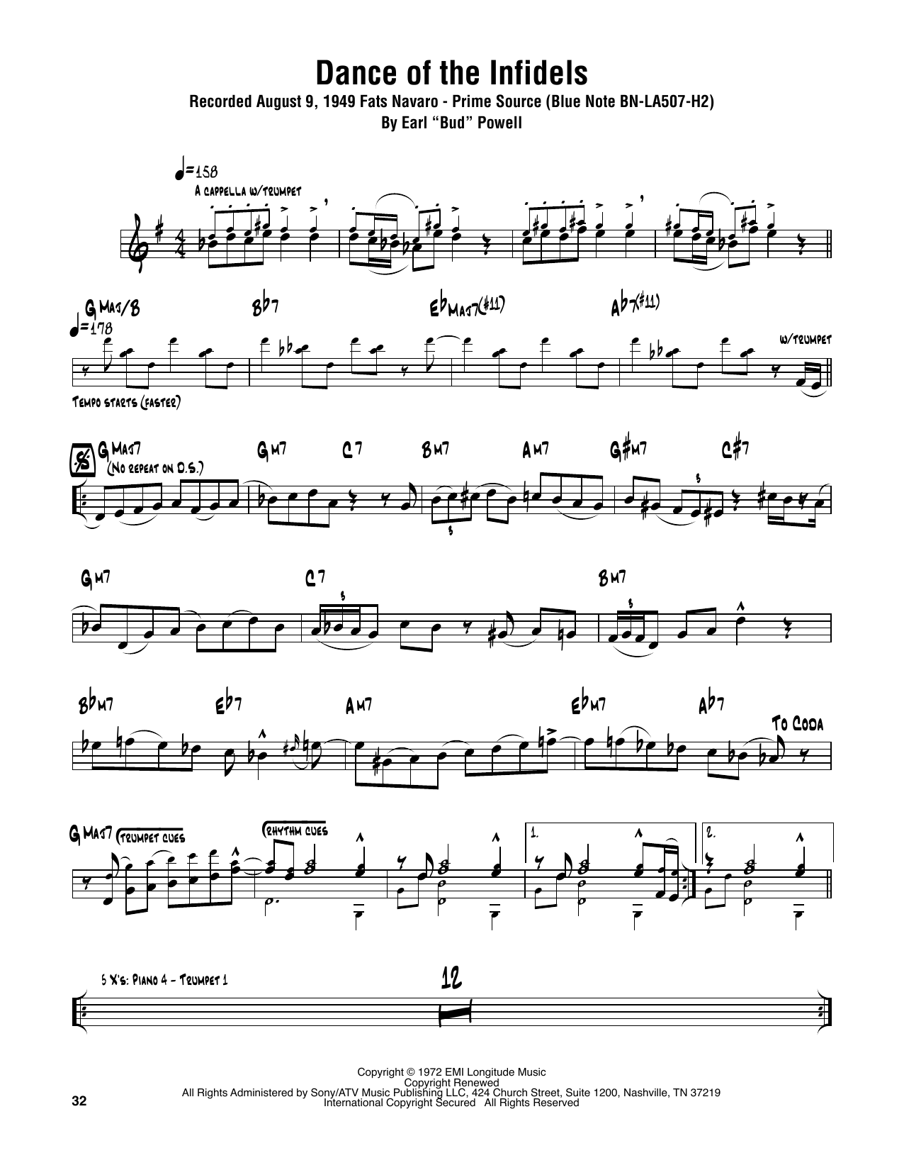Sonny Rollins Dance Of The Infidels Sheet Music Notes & Chords for Tenor Sax Transcription - Download or Print PDF