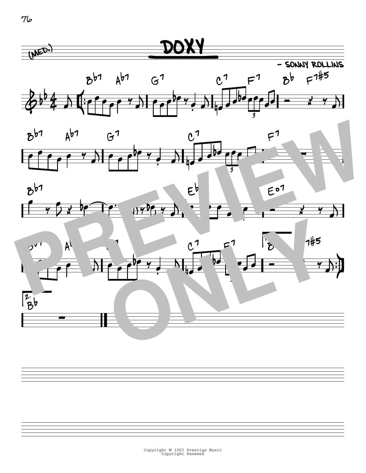 Sonny Rollins Doxy Sheet Music Notes & Chords for Very Easy Piano - Download or Print PDF