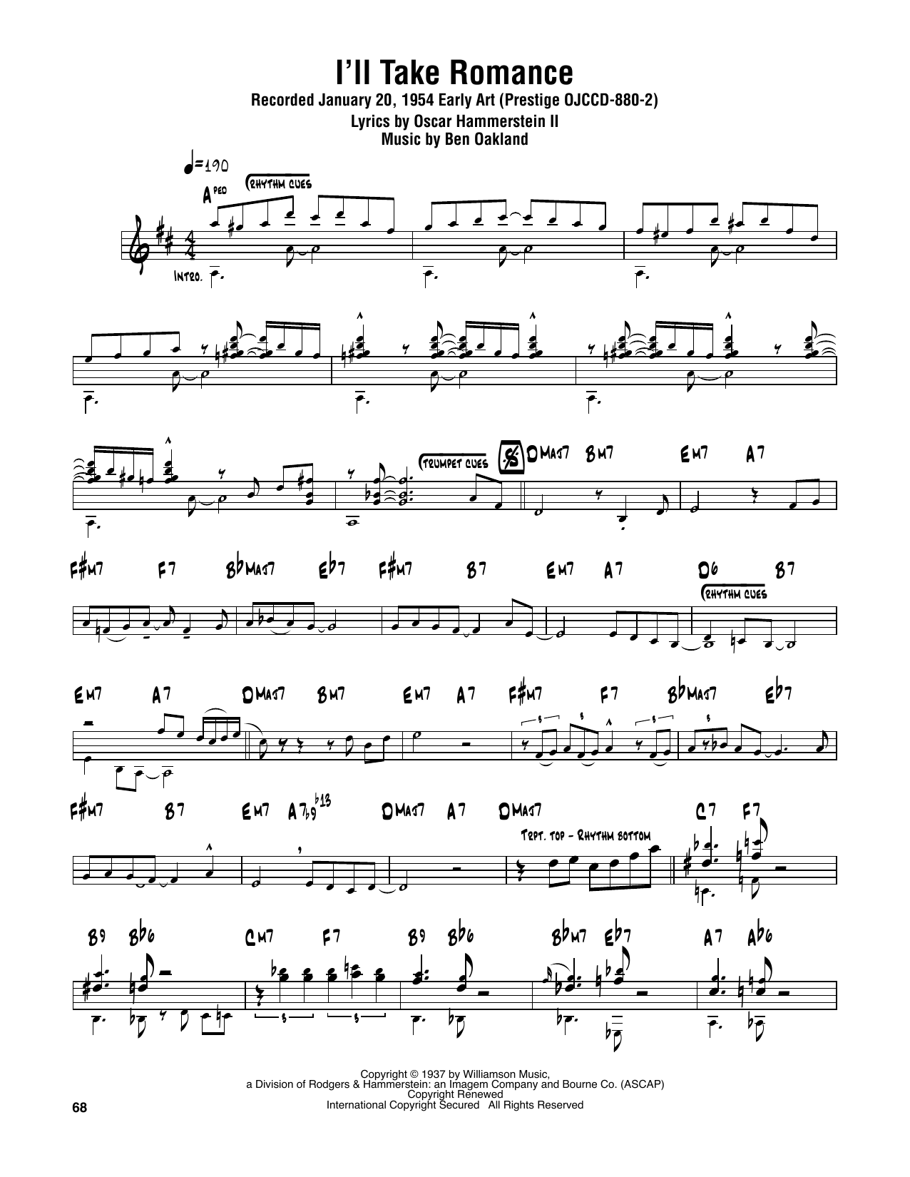 Sonny Rollins I'll Take Romance Sheet Music Notes & Chords for Tenor Sax Transcription - Download or Print PDF