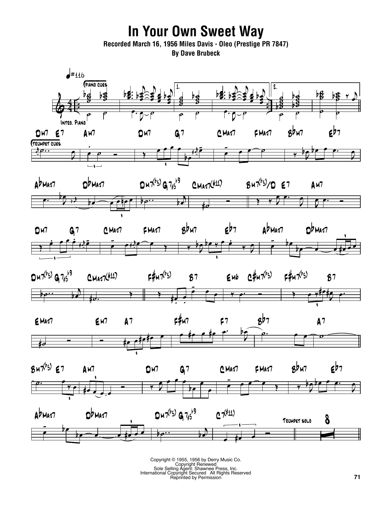 Sonny Rollins In Your Own Sweet Way Sheet Music Notes & Chords for Tenor Sax Transcription - Download or Print PDF