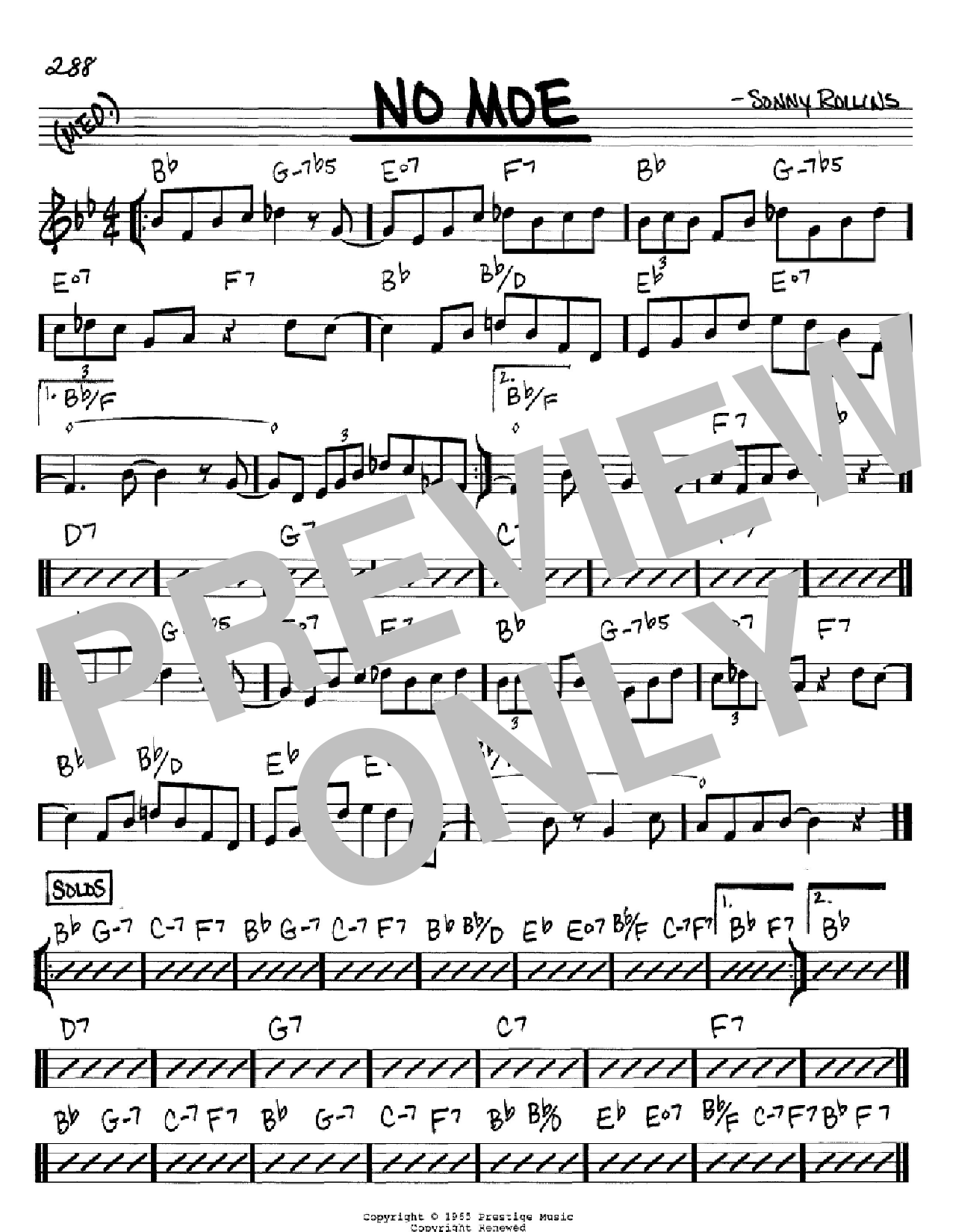 Sonny Rollins No Moe Sheet Music Notes & Chords for Real Book - Melody & Chords - C Instruments - Download or Print PDF