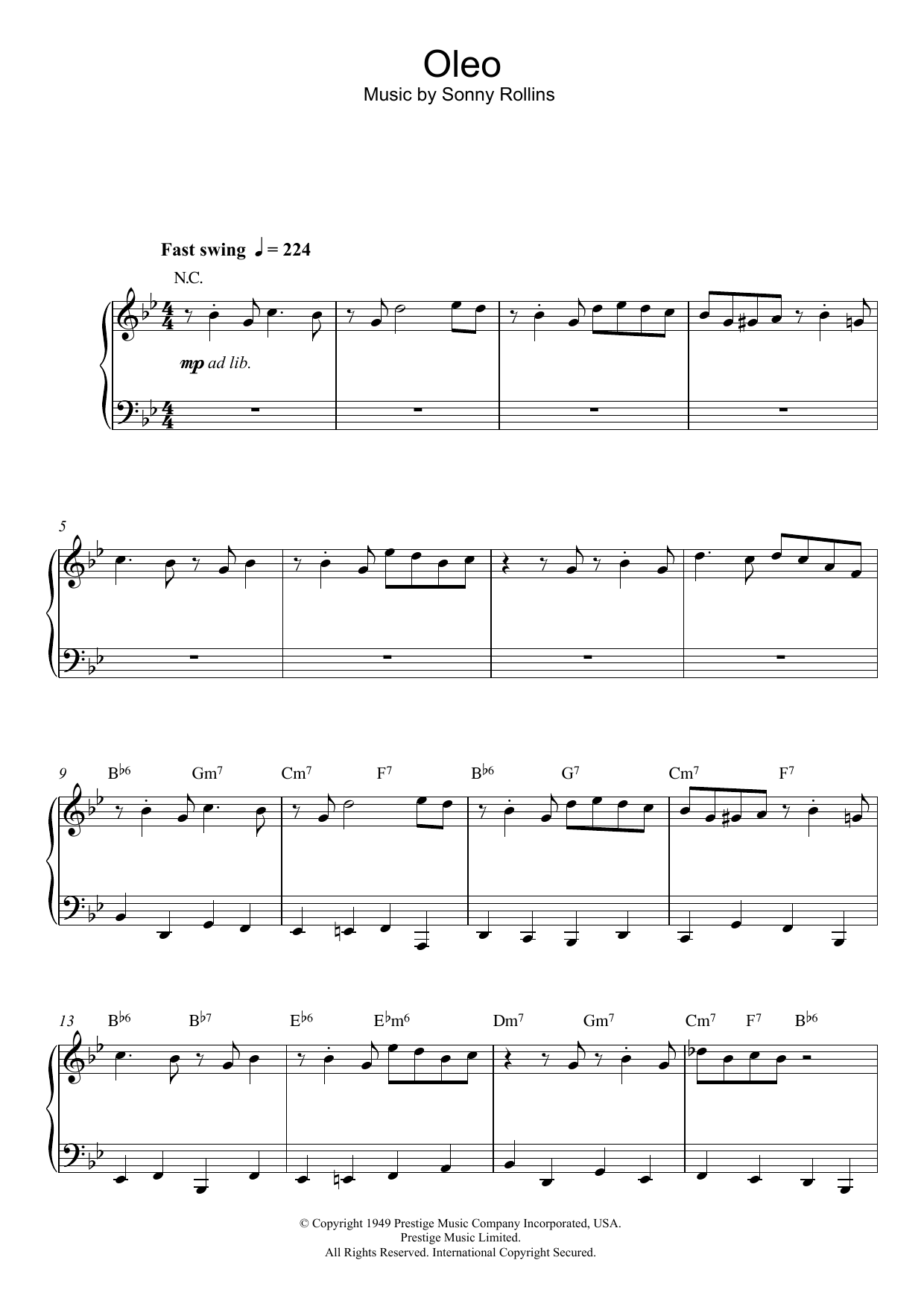 Sonny Rollins Oleo Sheet Music Notes & Chords for Flute - Download or Print PDF