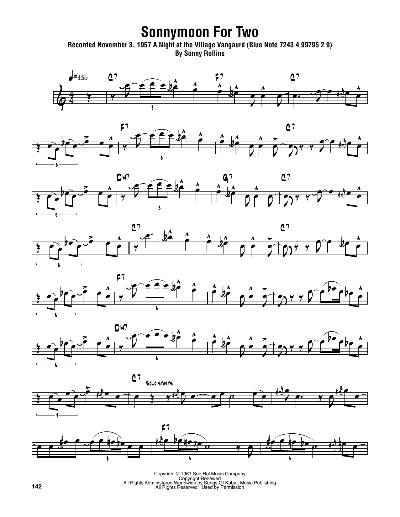 Sonny Rollins Sonnymoon For Two Sheet Music Notes & Chords for Real Book – Melody & Chords - Download or Print PDF