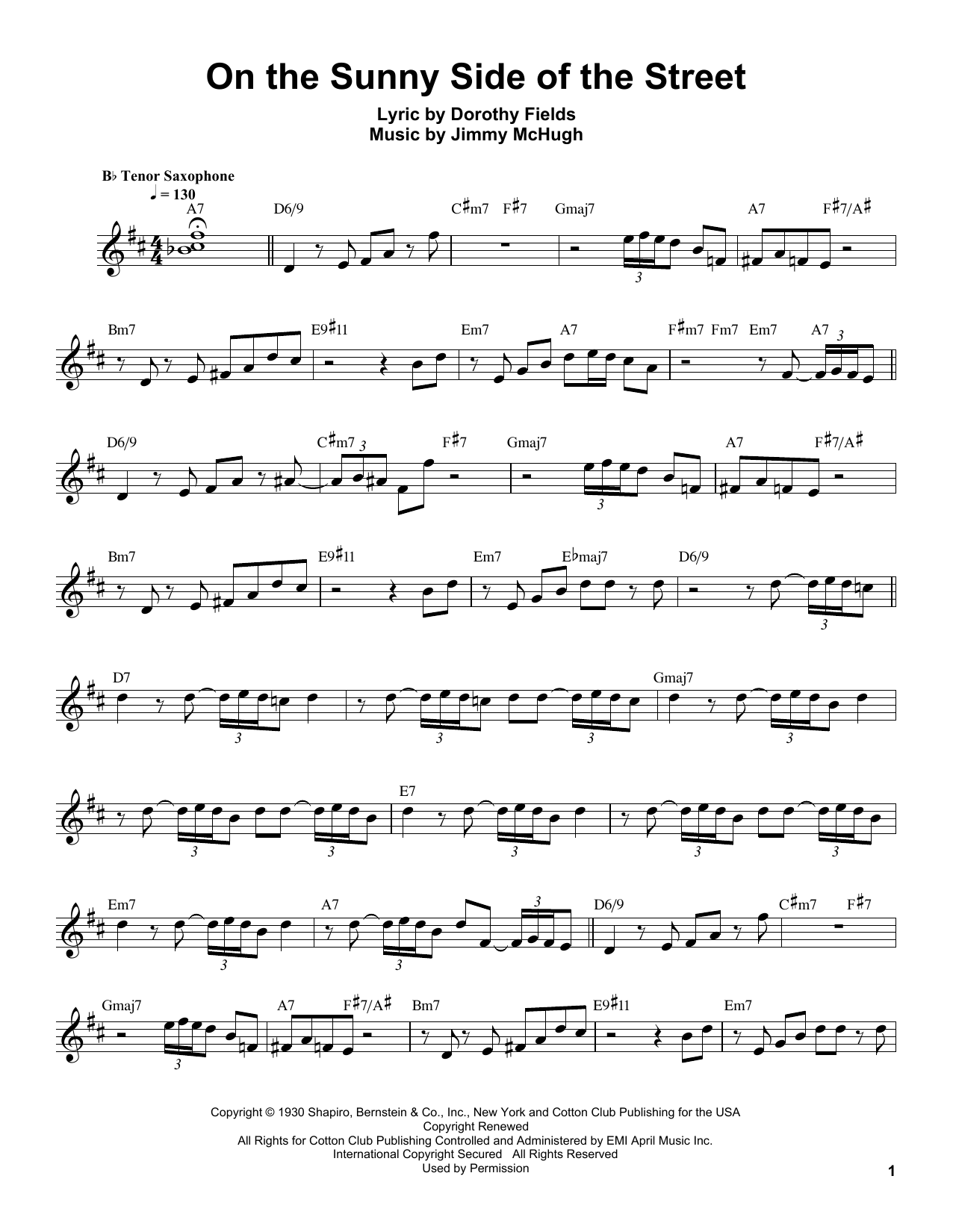 Sonny Stitt On The Sunny Side Of The Street Sheet Music Notes & Chords for Tenor Sax Transcription - Download or Print PDF