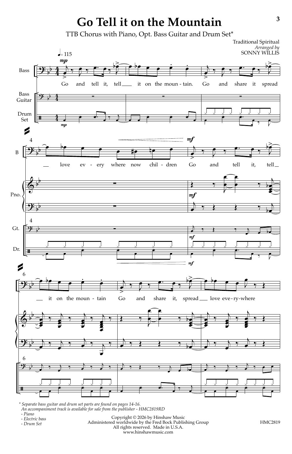 Sonny Willis Go Tell It On the Mountain Sheet Music Notes & Chords for TTB Choir - Download or Print PDF
