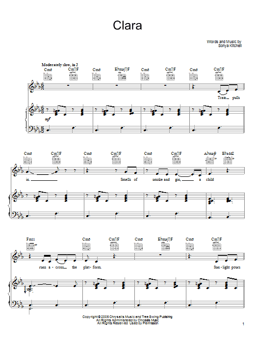 Sonya Kitchell Clara Sheet Music Notes & Chords for Piano, Vocal & Guitar (Right-Hand Melody) - Download or Print PDF Sonya Kitchell Clara Sheet Music Notes & Chords for Piano, Vocal & Guitar (Right-Hand Melody) - Download or Print PDF