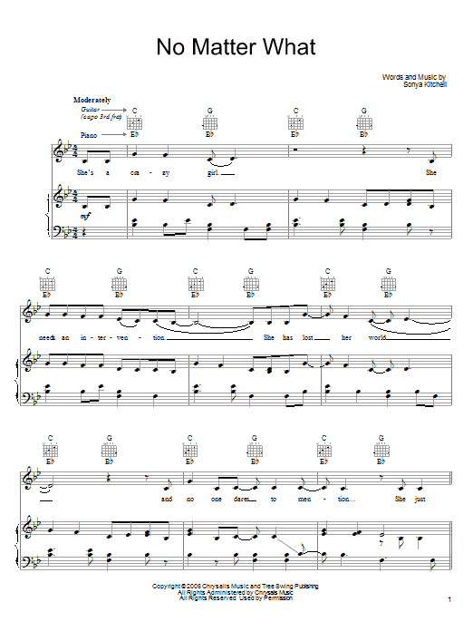 Sonya Kitchell No Matter What Sheet Music Notes & Chords for Piano, Vocal & Guitar (Right-Hand Melody) - Download or Print PDF Sonya Kitchell No Matter What Sheet Music Notes & Chords for Piano, Vocal & Guitar (Right-Hand Melody) - Download or Print PDF