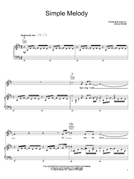 Sonya Kitchell Simple Melody Sheet Music Notes & Chords for Piano, Vocal & Guitar (Right-Hand Melody) - Download or Print PDF Sonya Kitchell Simple Melody Sheet Music Notes & Chords for Piano, Vocal & Guitar (Right-Hand Melody) - Download or Print PDF