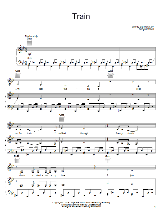 Sonya Kitchell Train Sheet Music Notes & Chords for Piano, Vocal & Guitar (Right-Hand Melody) - Download or Print PDF Sonya Kitchell Train Sheet Music Notes & Chords for Piano, Vocal & Guitar (Right-Hand Melody) - Download or Print PDF