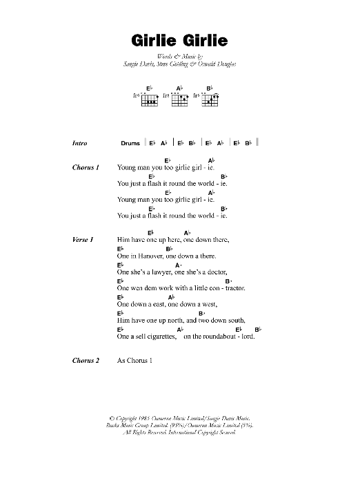 Sophia George Girlie Girlie Sheet Music Notes & Chords for Lyrics & Chords - Download or Print PDF