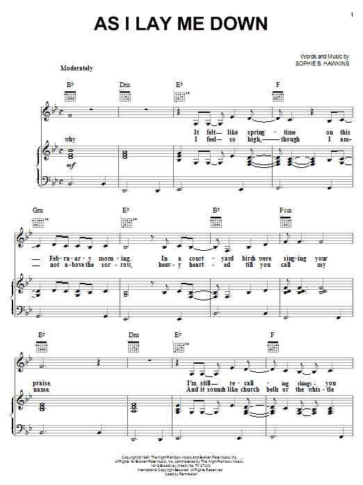 Sophie B. Hawkins As I Lay Me Down Sheet Music Notes & Chords for Melody Line, Lyrics & Chords - Download or Print PDF