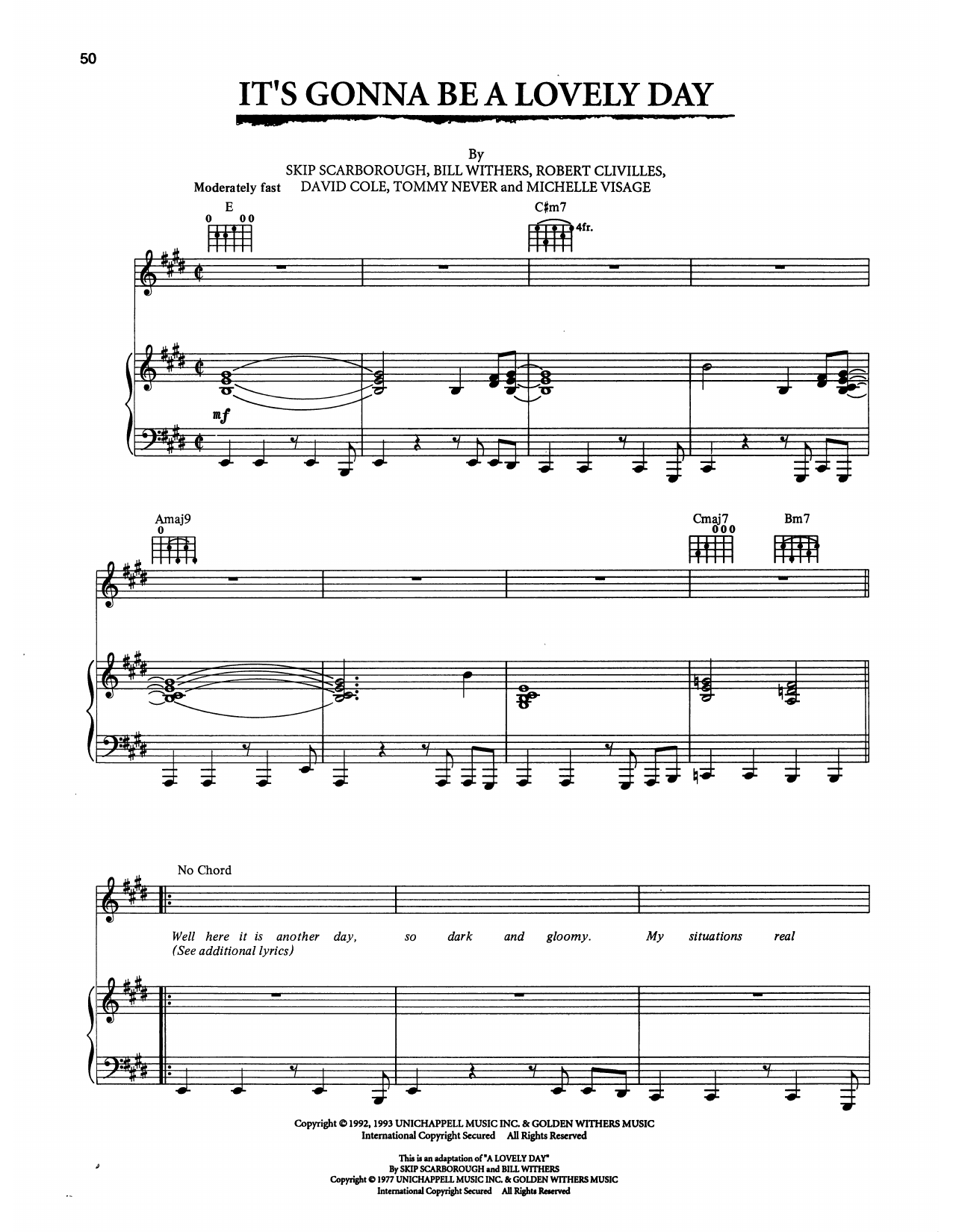 S.O.U.L. S.Y.S.T.E.M. It's Gonna Be A Lovely Day (from The Bodyguard) Sheet Music Notes & Chords for Piano, Vocal & Guitar Chords (Right-Hand Melody) - Download or Print PDF