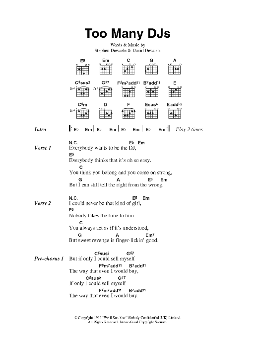 Soulwax Too Many DJs Sheet Music Notes & Chords for Lyrics & Chords - Download or Print PDF