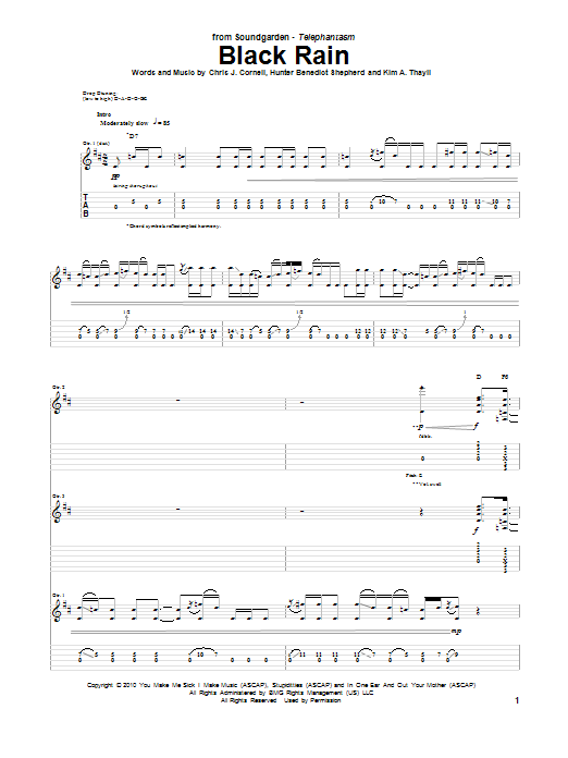 Soundgarden Black Rain Sheet Music Notes & Chords for Guitar Tab - Download or Print PDF